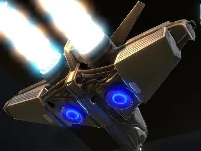 Intergalactic Spaceship Design in Blender Eevee Free low-poly 3D model
