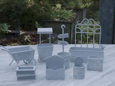 gardening flower vases set 3d printable model 3D print model
