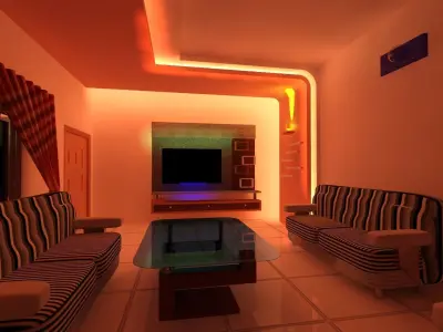 Interior room decoration design and furniture 3D model