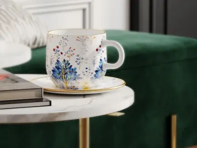 Ottoman with decor set 3D model