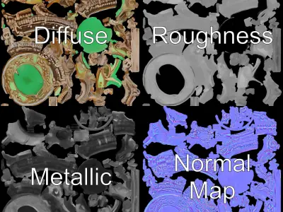 Intricate Emerald Pendant D Model Pack Low-poly 3D model