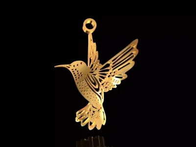 Colibri gold hummingbird hanging from chain 3D print model