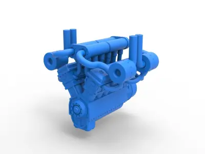 Turbo engine V12 for pulling tractor 3 Scale 1 to 25 3D print model