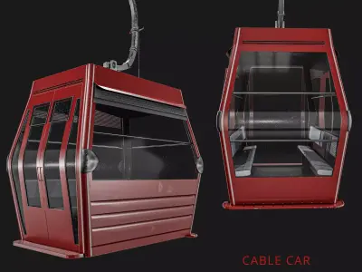 Cable Car Low-poly 3D model