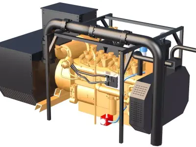 Industrial Generator Black and Yellow 3D model