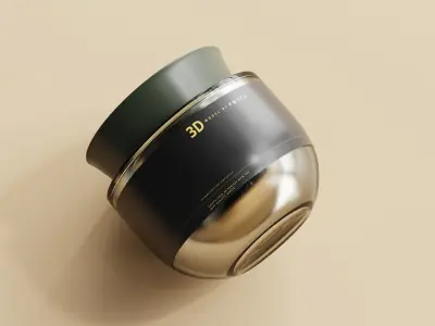 Amber Glass Cosmetic Jar Low-poly 3D model