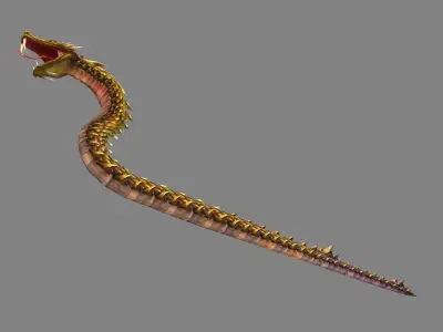 Golden Python - Venomous snake Low-poly 3D model