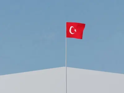 Animated Turkish Flag Free 3D model