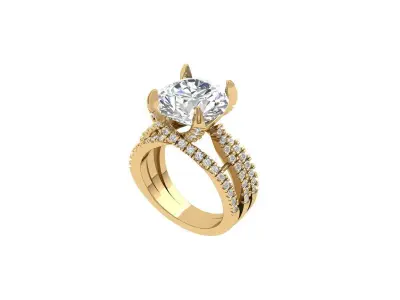 Solitaire Engagement Art Deco Ring 3D print model