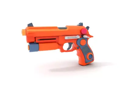 Orange Blaster Pistol model pack Low-poly 3D model