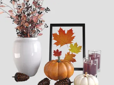Autumn decorative set 3D model
