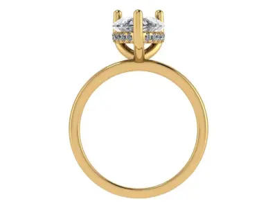 pear shape solitaire with under halo plain band  3D print model
