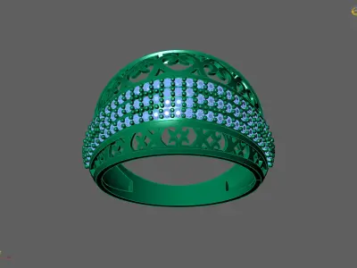 Women Ring With Stone Diamond Ready STL 3DM Models Womens Rings 3D print model 13
