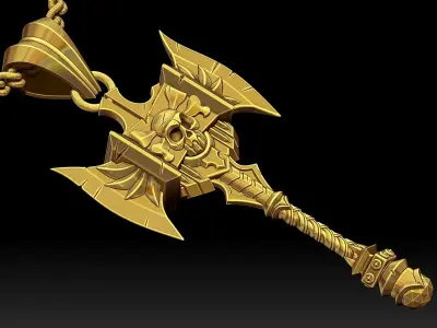 Pendant Axe Pendant Sculpture jewelry gold necklace 3D print model