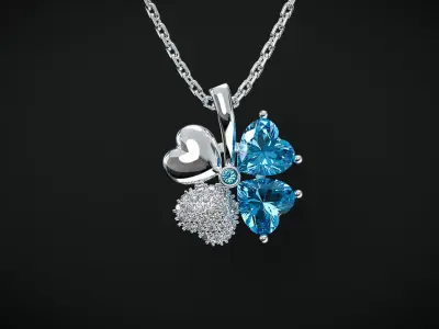 CLOVER PENDANT WITH STONES Printable Model 3D print model