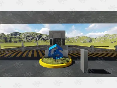 Entrance1 parking garage with car Low-poly 3D model