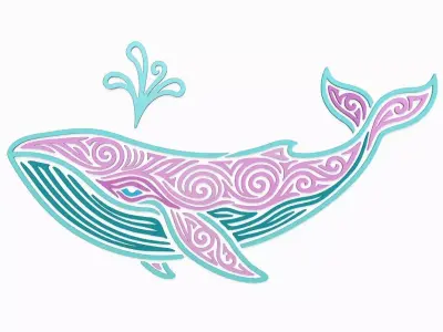 Blue Whale Panel - Wall Decor Beauty Creative 3D print model