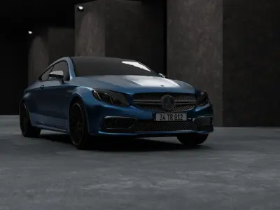 Dark Concrete Car Render Scene - Blender 3D model