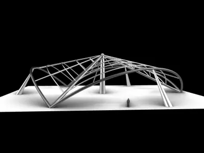 Architectural Tensile Structure 3 sides 3D model