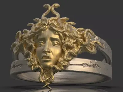 Gorgon Head Ring  3D print model