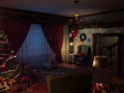 Christmas Living Room 3D model