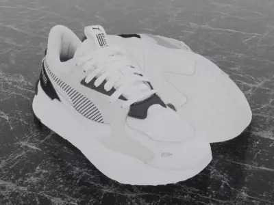 Puma 3D Shoes - White - Black - RS Series Low-poly 3D model