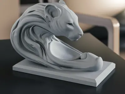 Abstract Lion Cheetah Head  Modern 3D Print Decor 3D print model