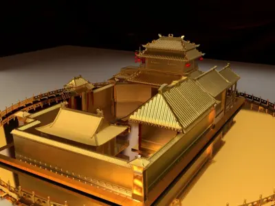 Chinese ancient courtyard house  3D model