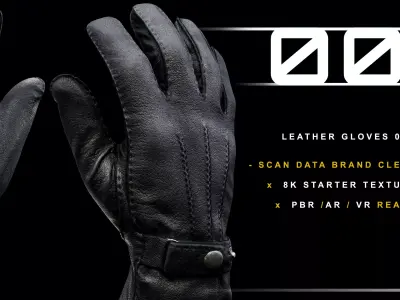Leather Gloves 001 Low-poly 3D model