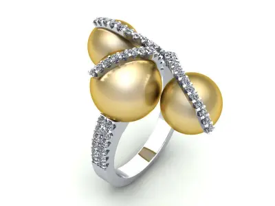 Three Pear Wedding Ring 400 3D print model