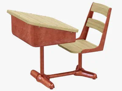 Restoration Hardware Vintage Schoolhouse Desk and Chair 3D model