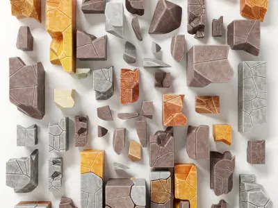 Stone splinter decoration n1  3D model