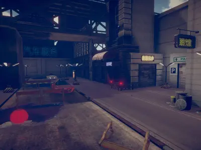 Asian City Low-poly 3D model