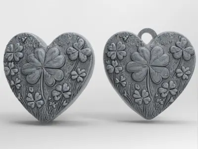 heart clover leaves decor  3D print model