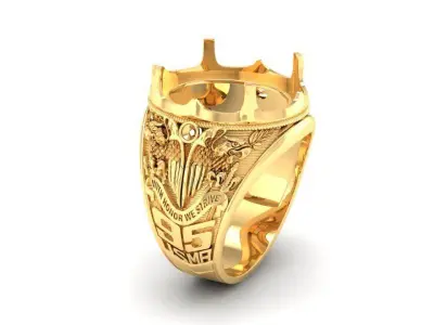 Luxury Oval Cabochon Gemstone Signet Ring for Men 197 3D print model