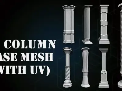 20 Column Base Mesh with UV 3D model