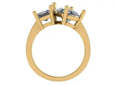 Dual Gemstone Ring - Oval and Emerald 3D print model