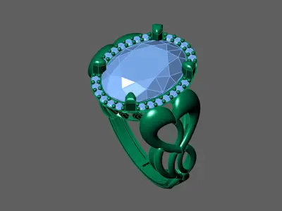 Womens Rings With Stone Ring Ready STL 3DM Models Rings women 3D print model 35