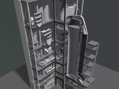 Machine building in cutaway section 25i21 3D model