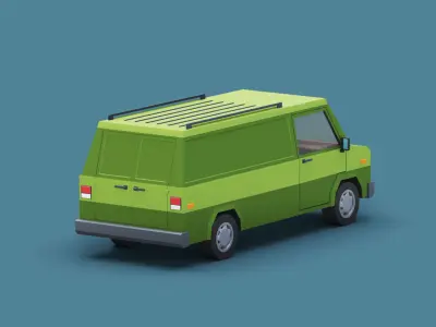 Stylized Cartoon Cargo Van 80s Low-poly 3D model