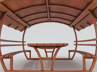 Wooden Pergola PBR Low-poly 3D model