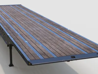 Tridem Oilfield Float Trailer Low-poly 3D model