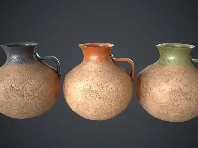 Vase Old Painted Low-poly 3D model