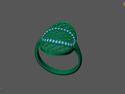 Women Ring With Stone Diamond Ready STL 3DM Models Womens Rings 3D print model 7