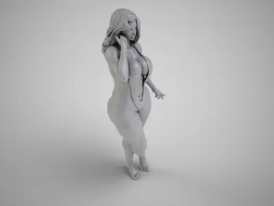 Undiscovered woman in gold bikini 3D print model