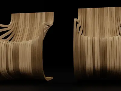 Mdorn Wooden Armchair 3D model