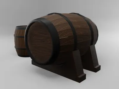 Low Poly Wooden Barrels Free low-poly 3D model