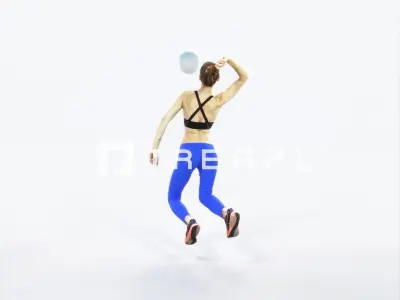 Beauty 17A Jumping Smashing Jumping Sports Woman Low-poly 3D model