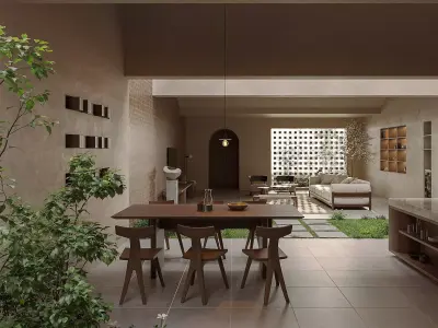 Mid Century interior scene 3D model
