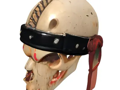 Fantasy Bloody Skull Warrior Helmet Low-poly 3D model